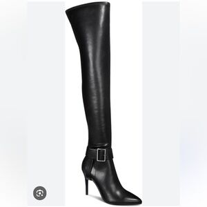Black Over-the-Knee Leather Boots by AAJ Aminah